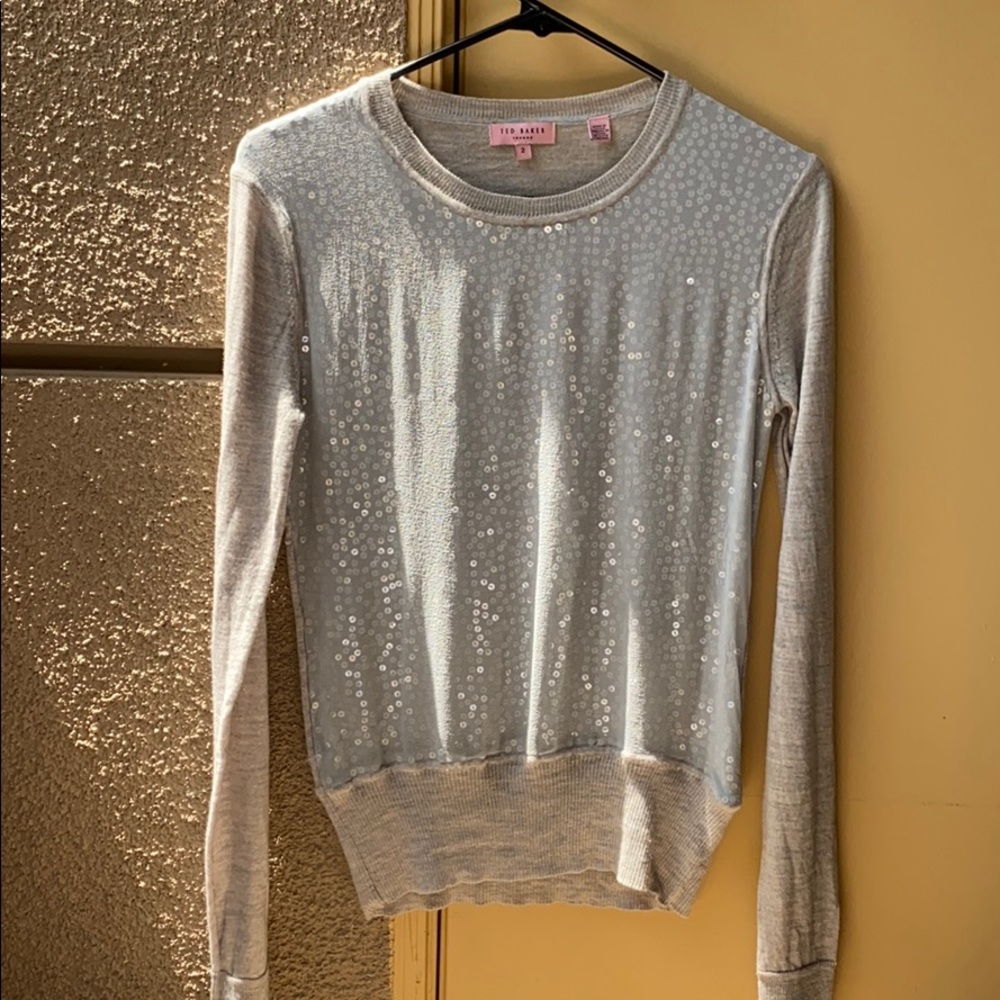 Ted Baker grey sequin crew neck sweater